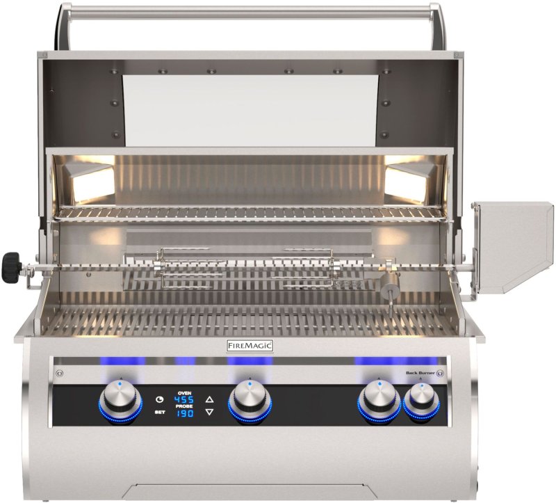 Fire Magic Gasgrill Einbaugrill Echelon E660i - mit Heckbrenner inkl. Rotisserie, Bluetooth Grillthermometer und XL Sichtfenster