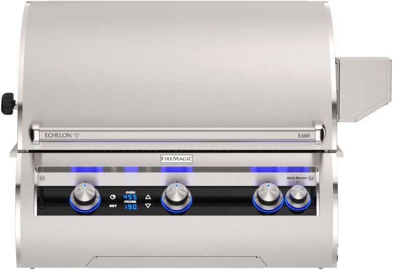 Fire Magic Gasgrill Einbaugrill Echelon E660i - mit Heckbrenner inkl. Rotisserie und Bluetooth Grillthermometer - Modell 2025