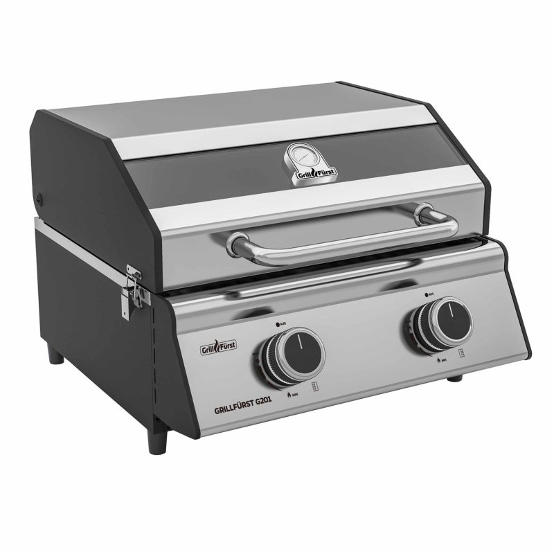 Grillfürst G201E 2-Brenner Gasgrill portabel v2 - Wohnmobilgrill - 30mbar (EU-Gasgrill)