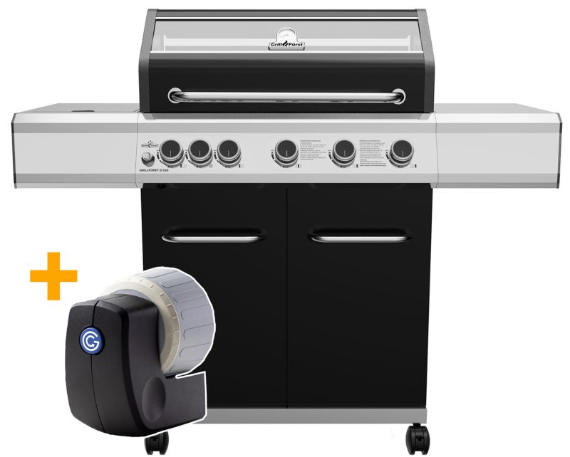 Grillfürst G510G Grill Control Edition 5-Brenner Gasgrill mit Grill Control, Hochtemperaturbrenner und Gusseisen Rosten