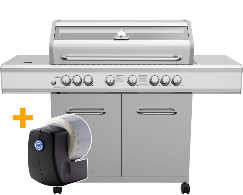 Grillfürst G621E Grill Control Edition 6-Brenner Edelstahl-Gasgrill mit Grill Control, Hochtemperaturbrenner, Heckbrenner und Edelstahl Rosten