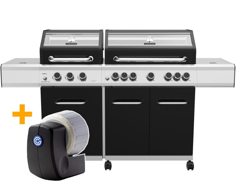 Grillfürst G750E Grill Control Edition 7-Brenner Doppelkammer - Gasgrill mit Grill Control, Hochtemperaturbrenner, Seitenkocher, Heckbrenner und Edelstahl Rosten