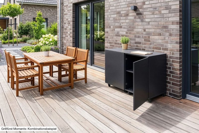 Grillfürst Moments Grillküche mit Independence P590E Gasgrill und Schrank mit 2 Türen - Nero / Eter
