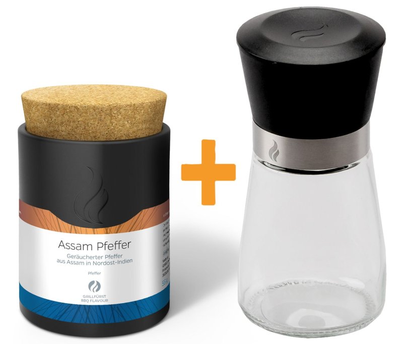 Grillfürst Assam Pfeffer - Keramikdose 55g - Inkl. Grillfürst Gewürzmühle