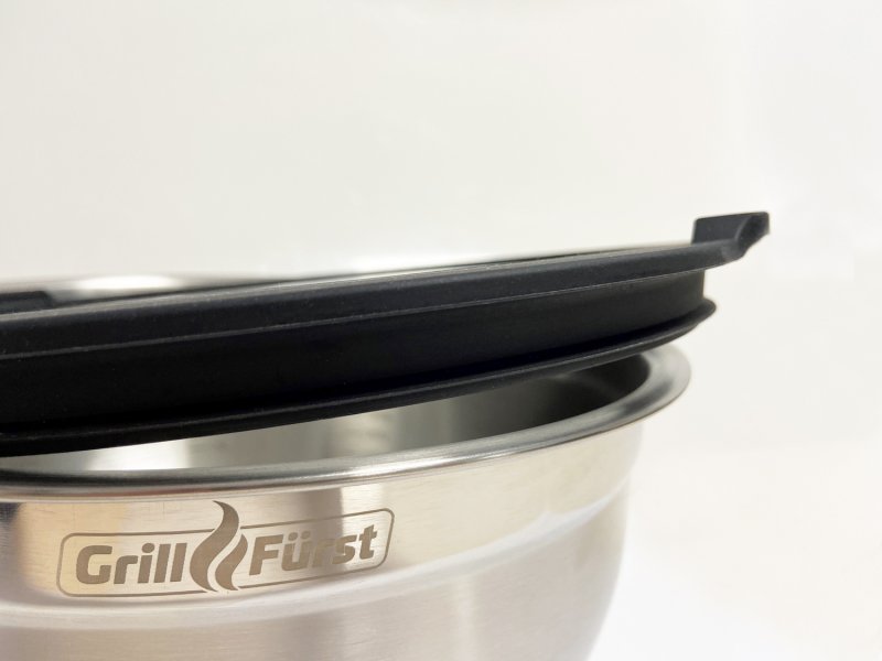 Grillfürst BBQ 3er Edelstahlschüssel Set mit Glasdeckel