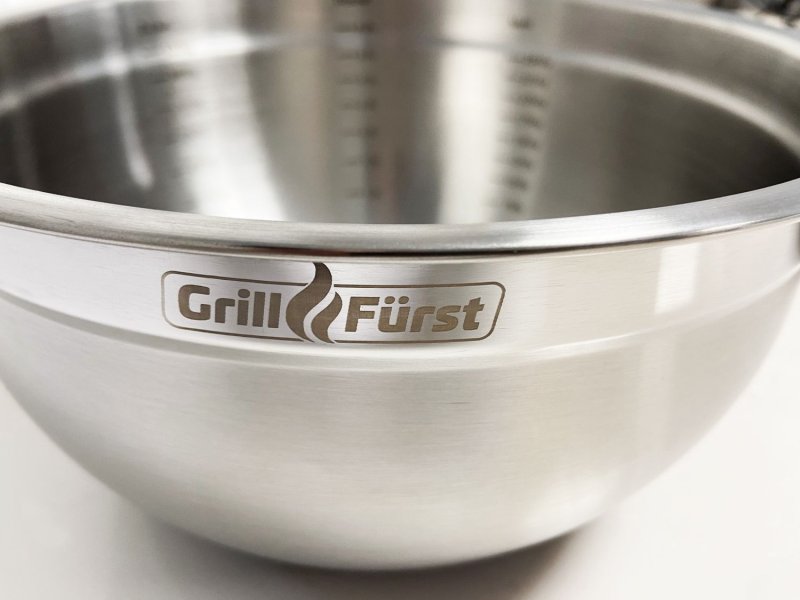 Grillfürst BBQ 3er Edelstahlschüssel Set mit Glasdeckel