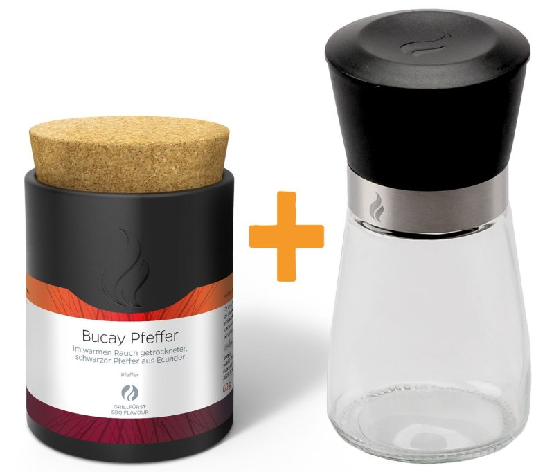 Grillfürst Bucay Pfeffer - Keramikdose 60g - Inkl. Grillfürst Gewürzmühle
