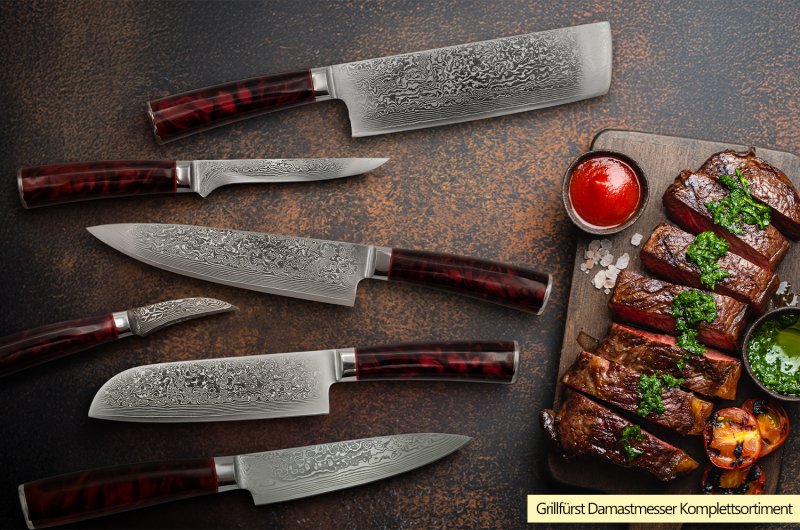 Grillfürst Universalmesser aus Damaststahl - Klingenlänge 13 cm