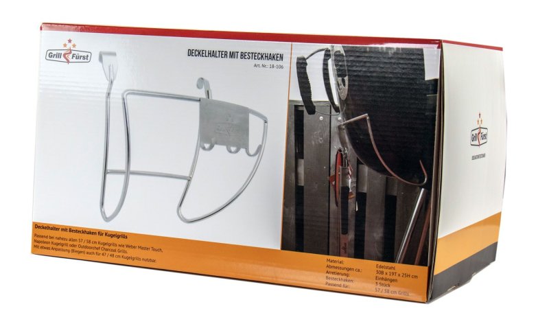 Grillfürst Deckelhalter und Besteckhalter Kombination für Kugelgrills