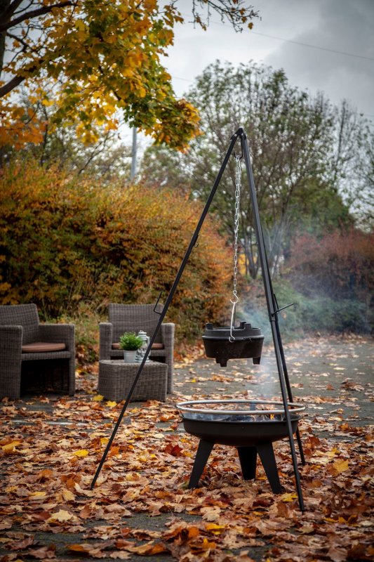 Grillfürst Dreibein für Dutch Oven oder Schwenk Grillrost / höhenverstellbar, inkl. Kette und Haken