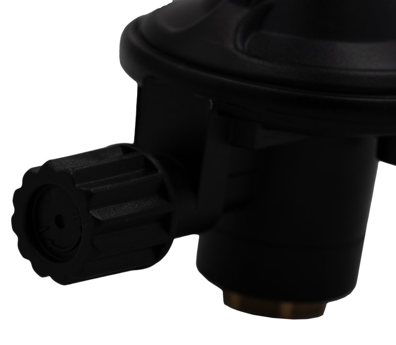 Grillfürst Einstufiger Druckminderer mit Absperrventil / 7/16" (Gaskartusche) x 1/4", 50mbar