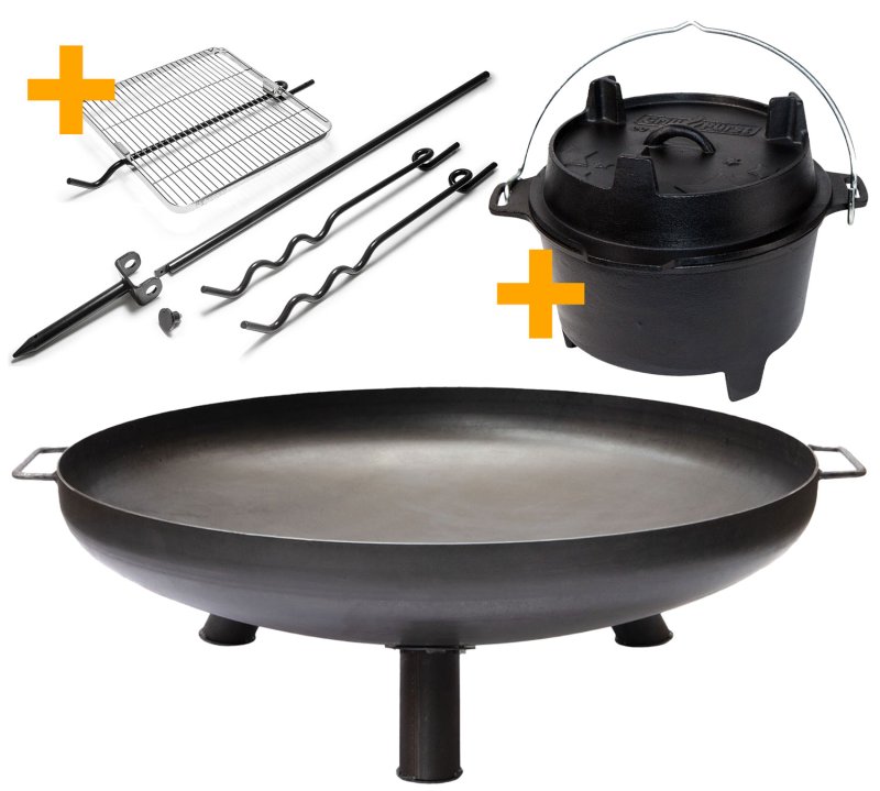 Grillfürst Feuerschale 75 cm - PARTY SET - inkl. Petromax Feueranker und Grillfürst Dutch Oven DO6 BBQ Edition