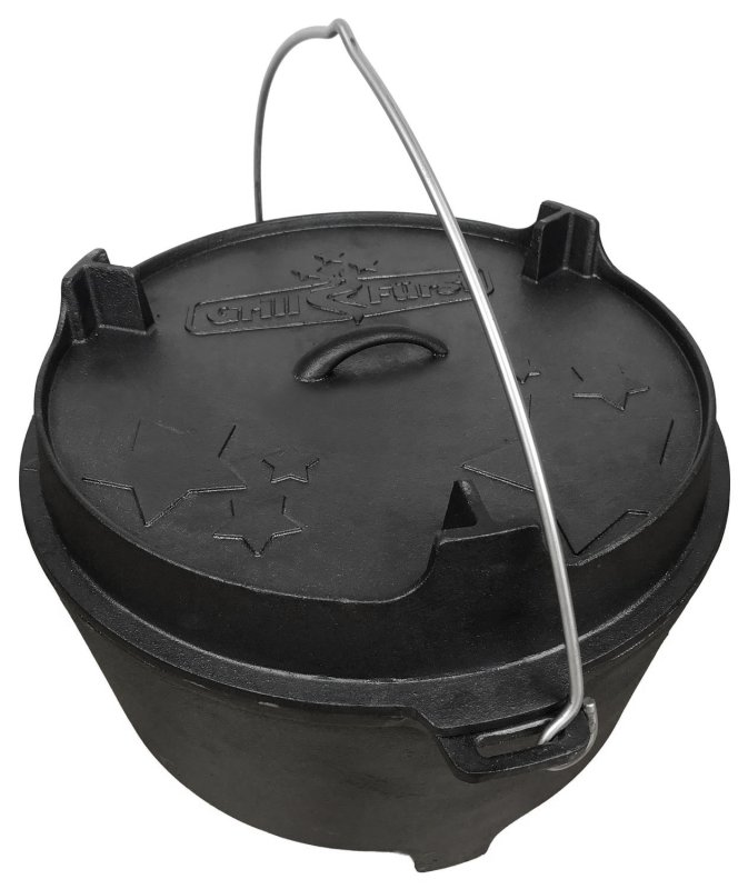 Grillfürst Dutch Oven Set BBQ Edition DO20 - X-DEAL inkl. Tragetasche, Gusseisen Pflege, Ringreiniger, Deckelheber und Bambus-Kochlöffel