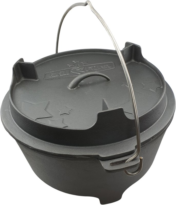 Grillfürst Dutch Oven Set BBQ Edition DO12 - X-DEAL inkl. Tragetasche, Gusseisen Pflege und Deckelheber