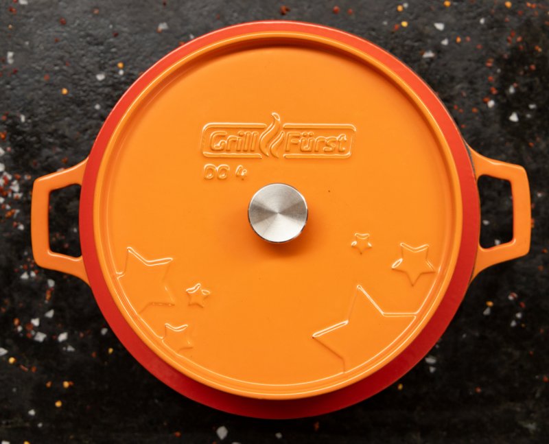 Grillfürst emaillierter Dutch Oven ohne Füsse DO4 - orange