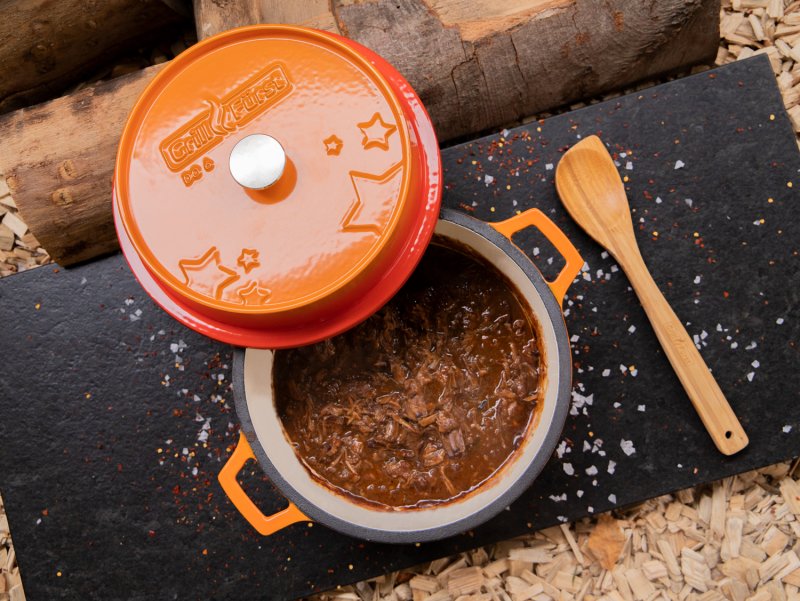 Grillfürst emaillierter Dutch Oven ohne Füsse DO6 - orange
