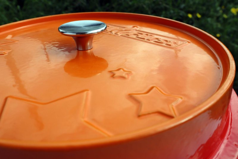 Grillfürst emaillierter Dutch Oven ohne Füsse DO12 - orange