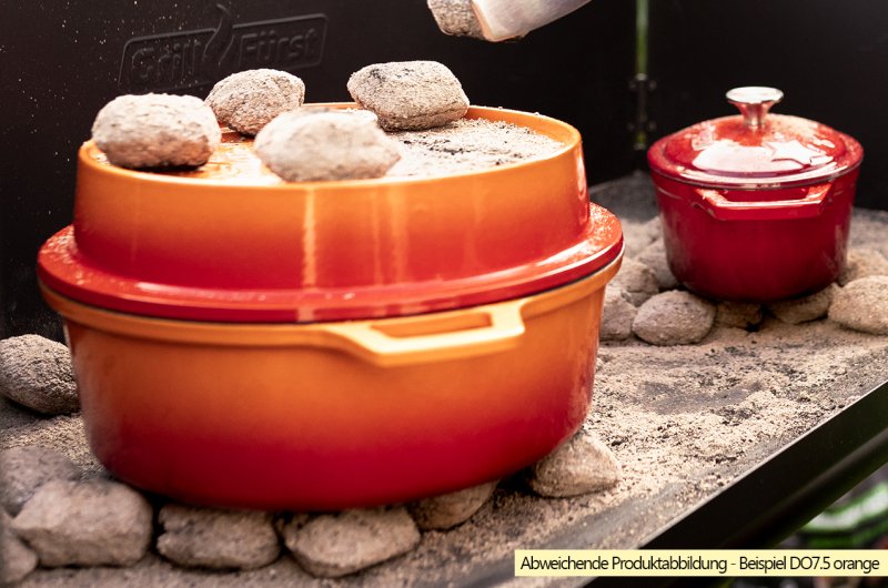 Grillfürst emaillierter Dutch Oven ohne Füsse DO9 - rot - Retoure