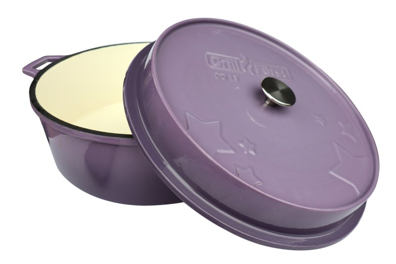 Grillfürst emaillierter Dutch Oven ohne Füsse DO12 - lila