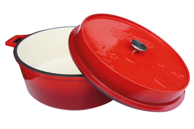 Grillfürst emaillierter Dutch Oven ohne Füsse DO12 - rot
