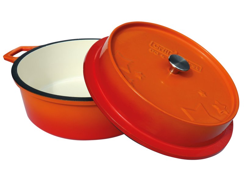 Grillfürst emaillierter Dutch Oven ohne Füsse DO4 - orange