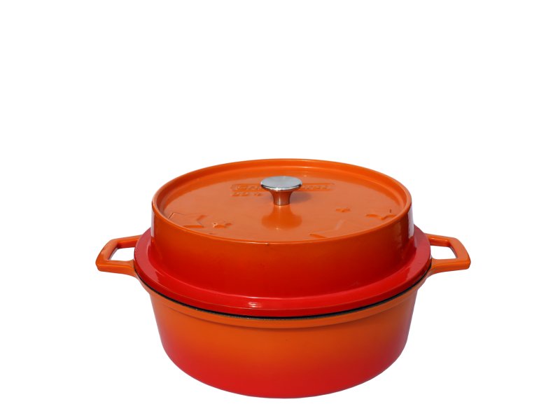 Grillfürst emaillierter Dutch Oven ohne Füsse DO4 - orange