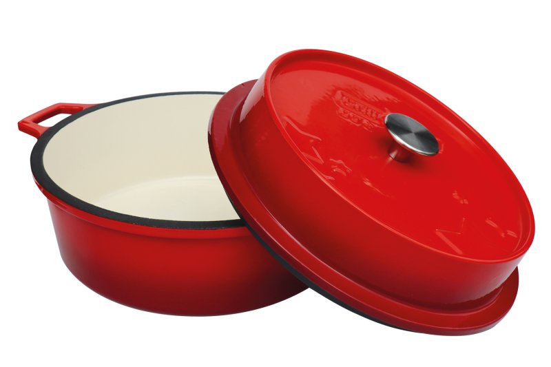 Grillfürst emaillierter Dutch Oven ohne Füsse DO4 - rot
