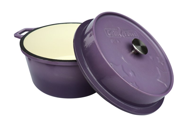 Grillfürst emaillierter Dutch Oven ohne Füsse DO6 - lila