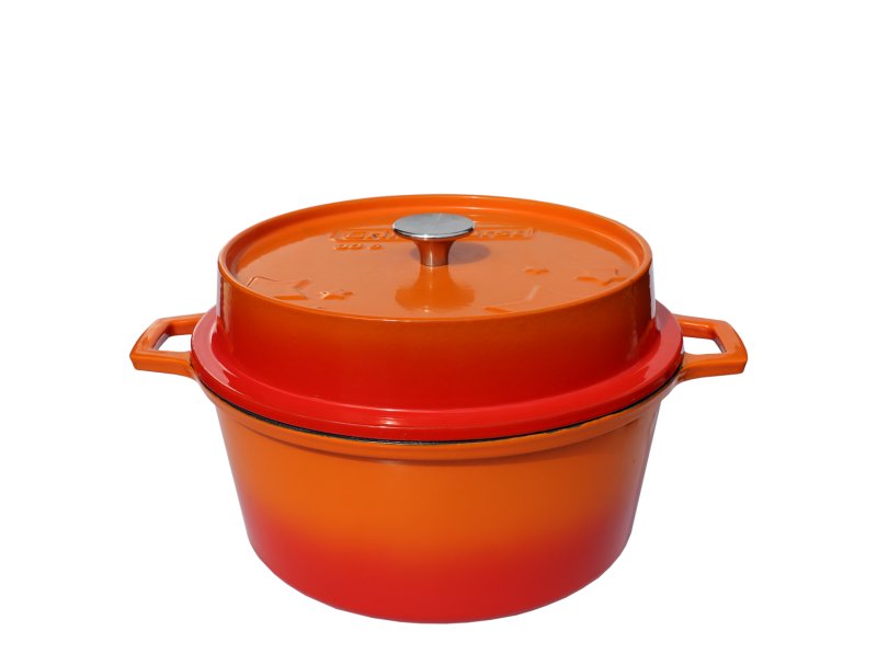 Grillfürst emaillierter Dutch Oven ohne Füsse DO6 - orange