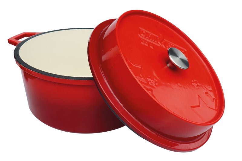 Grillfürst emaillierter Dutch Oven ohne Füsse DO6 - rot