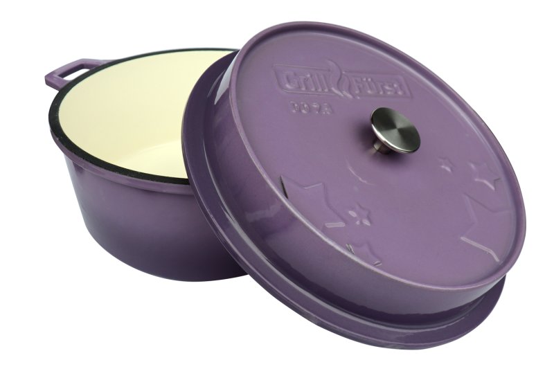 Grillfürst emaillierter Dutch Oven ohne Füsse DO7,5 - lila