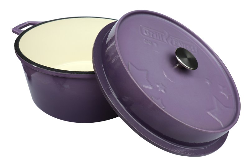 Grillfürst emaillierter Dutch Oven ohne Füsse DO9 - lila