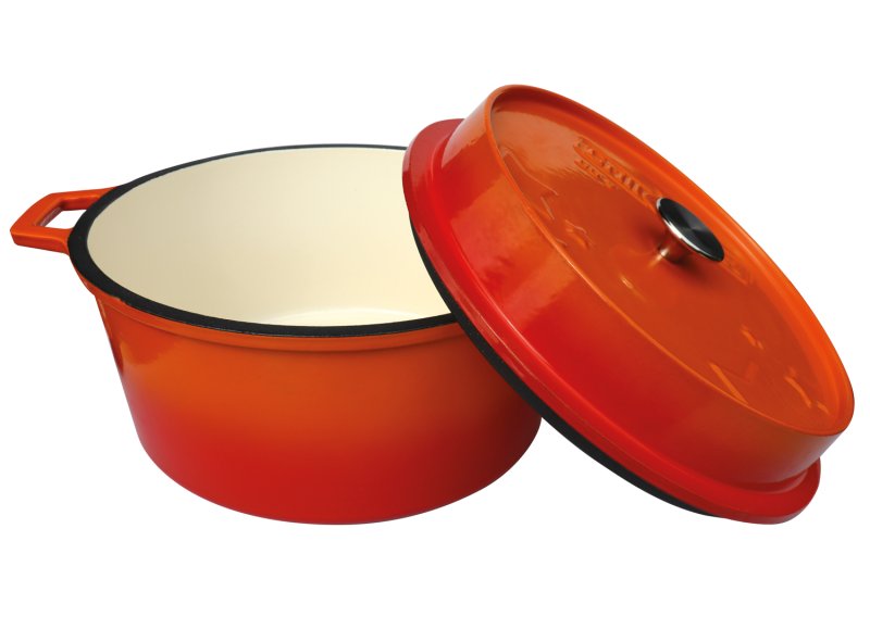 Grillfürst emaillierter Dutch Oven ohne Füsse DO9 - orange
