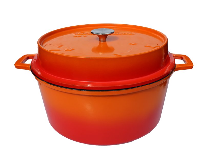 Grillfürst emaillierter Dutch Oven ohne Füsse DO9 - orange