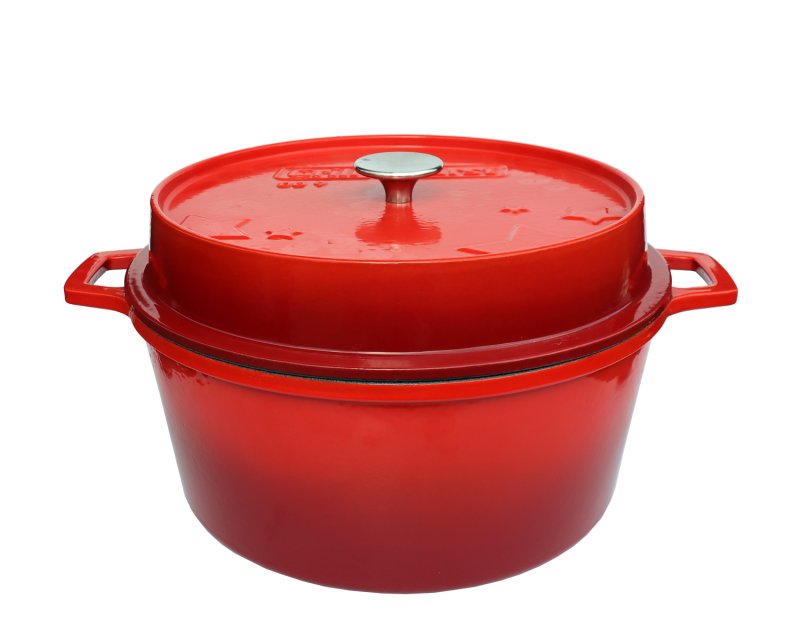 Grillfürst emaillierter Dutch Oven ohne Füsse DO9 - rot