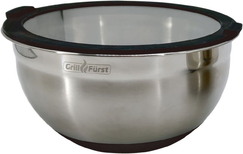 Grillfürst BBQ 3er Edelstahlschüssel Set mit Glasdeckel