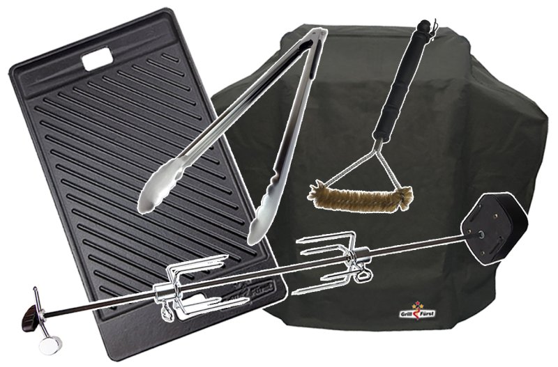 Grillfürst S330G 3-Brenner Gasgrill mit Seitenkocher und Gusseisen Rosten - inkl. Gasgrill Einsteigerpaket