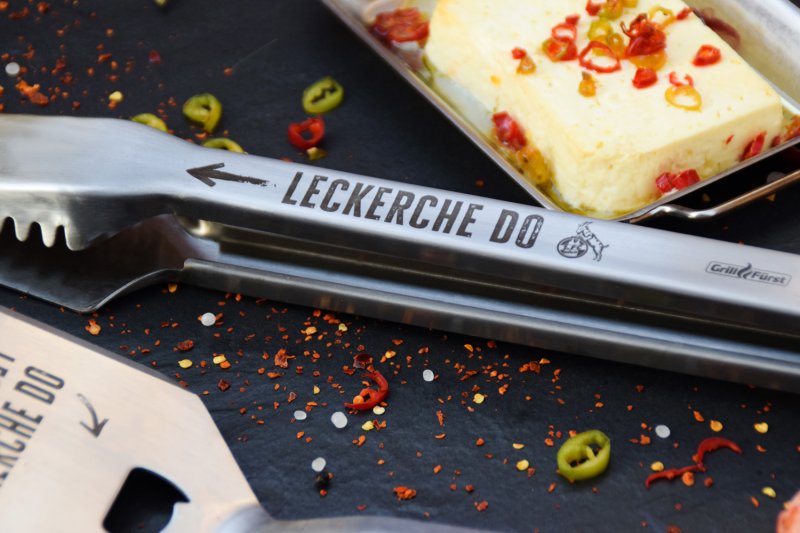 Grillfürst Premium Grillzange mit Spatelkopf 50 cm - Edelstahl - FC Köln Edition