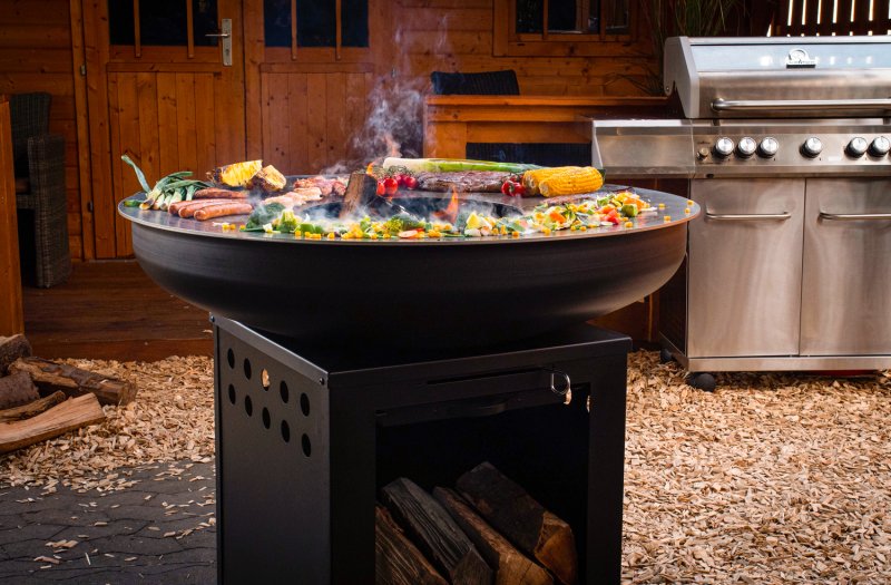 Grillfürst Feuerplatte - Feuerstelle mit 6 mm Edelstahl Grillplatte mit Grillrost