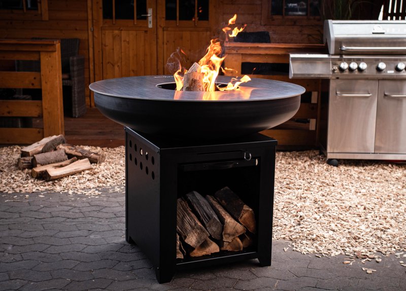 Grillfürst Feuerplatte - Feuerstelle mit 6 mm Edelstahl Grillplatte mit Grillrost