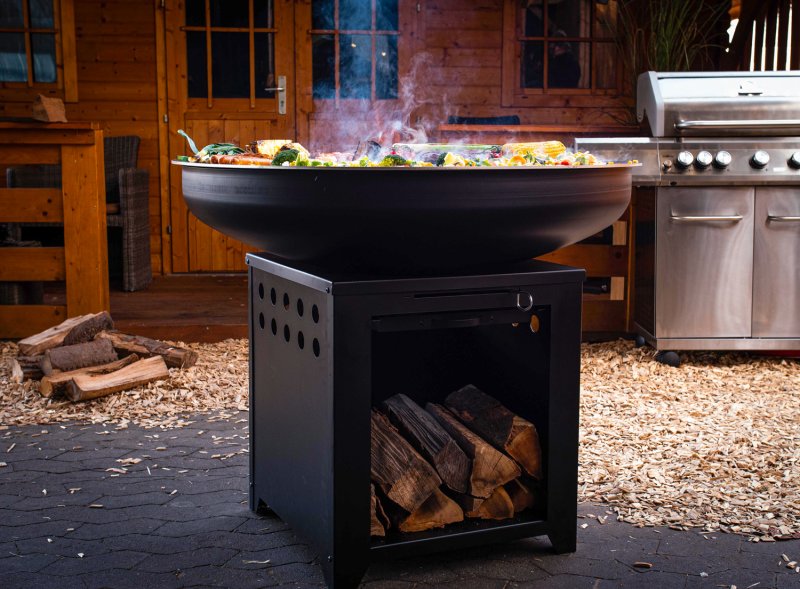 Grillfürst Feuerplatte - Feuerstelle mit 6 mm Edelstahl Grillplatte mit Grillrost