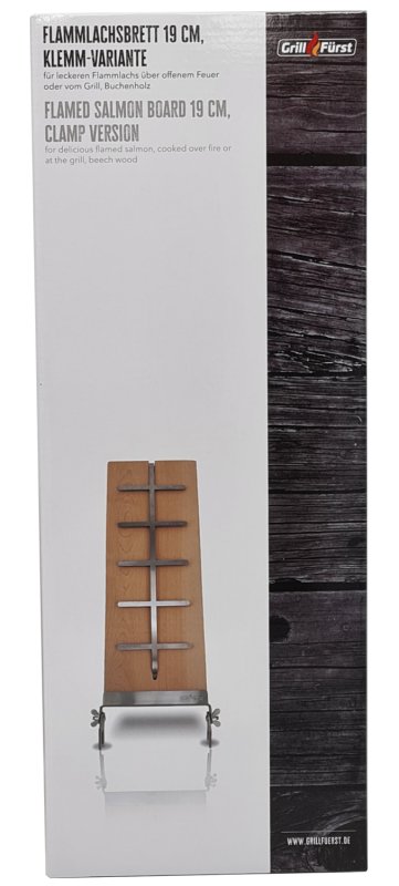 Grillfürst Flammlachsbrett Buche 19 x 50 cm Klemm-Variante - mit optimierter Halterung
