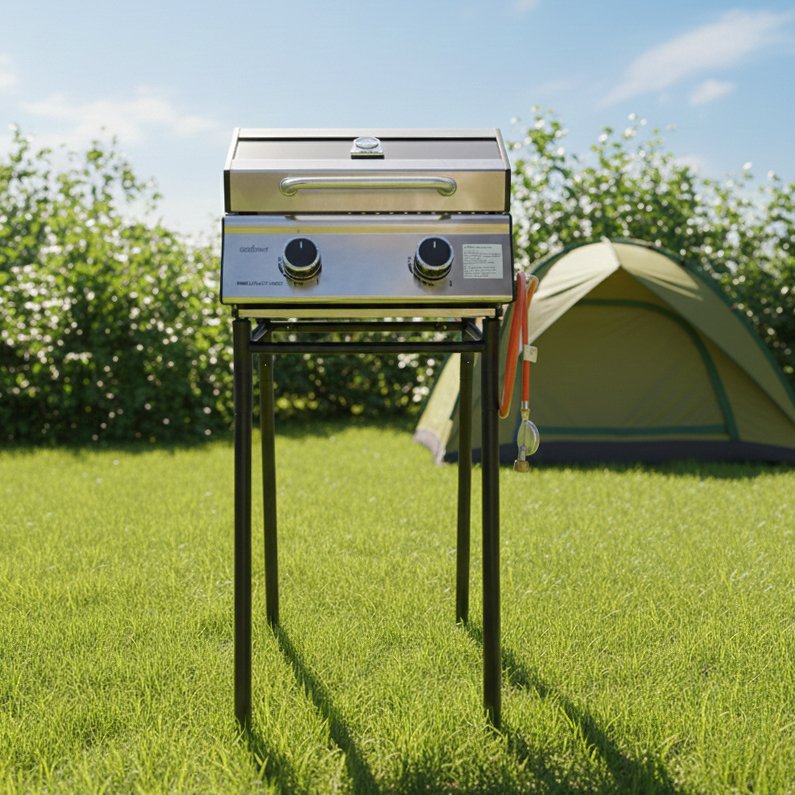 Grillfürst G201E 2-Brenner Gasgrill / Campinggrill / Balkongrill 50mbar - inkl. Untergestell