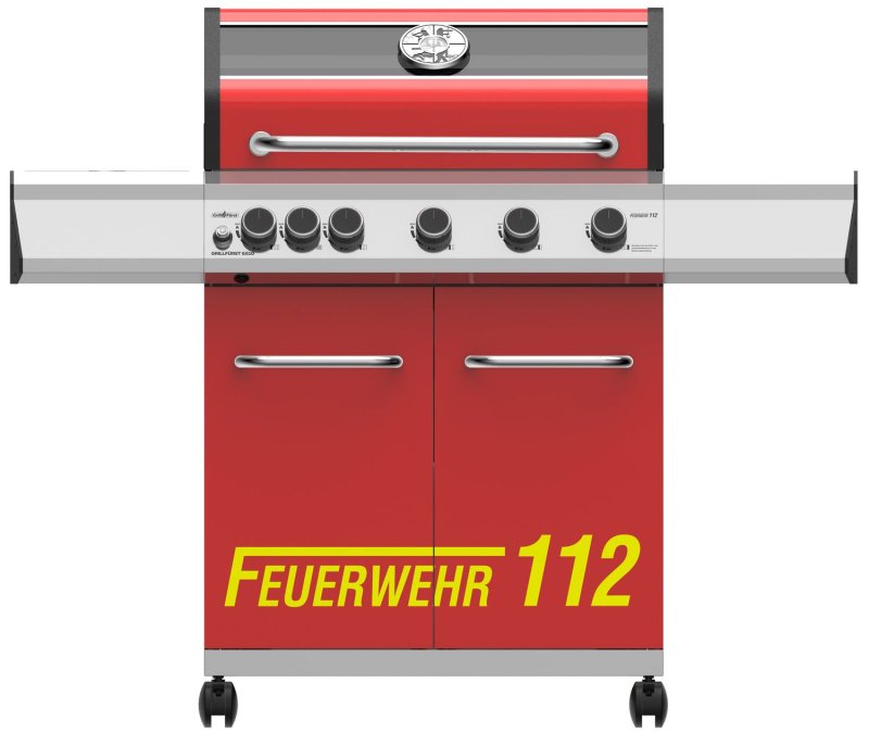 Grillfürst G510G 5-Brenner Gasgrill mit Hochtemperaturbrenner und Gusseisen Rosten - Feuerwehr Edition