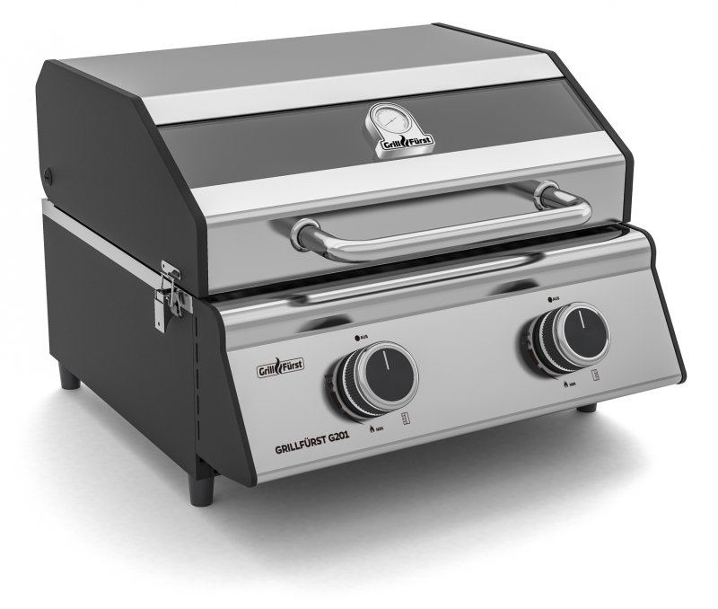 Grillfürst G201E 2-Brenner Gasgrill portabel v2 - Wohnmobilgrill - 30mbar (EU-Gasgrill)