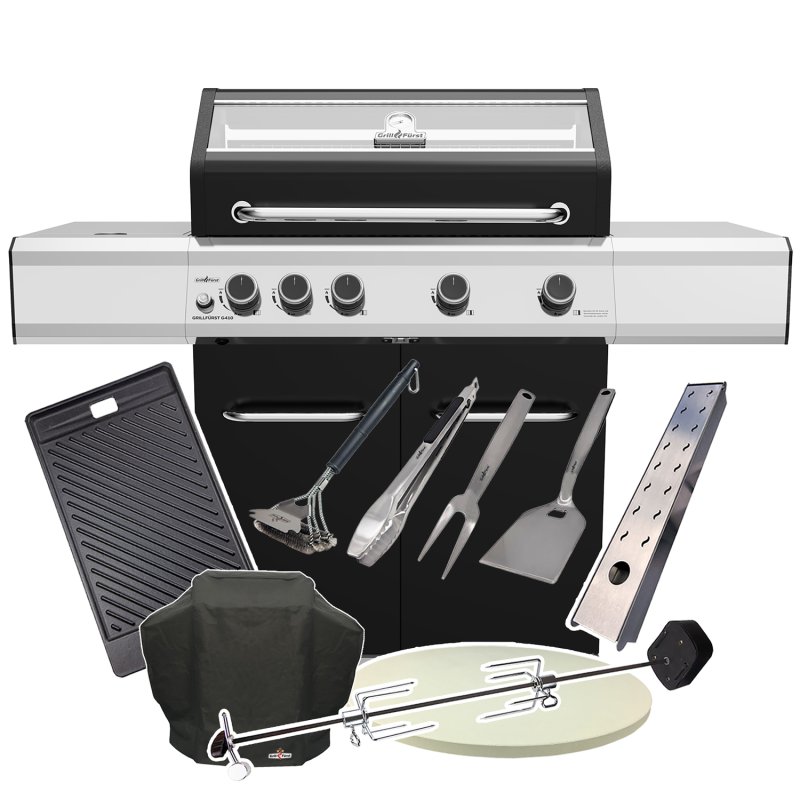 Grillfürst G410E 4-Brenner Gasgrill mit Hochtemperaturbrenner und Edelstahl Rosten - X-DEAL inkl. Zubehörpaket