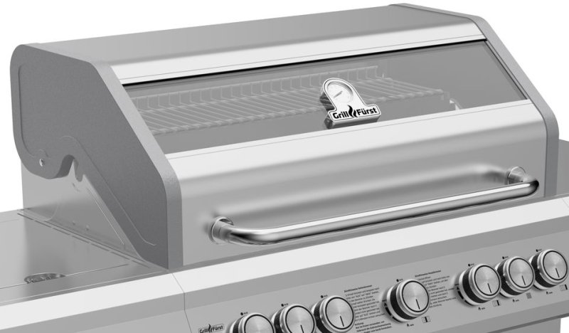 Grillfürst G521G 5-Brenner Edelstahl-Gasgrill mit Hochtemperaturbrenner, Heckbrenner und Gusseisen Rosten - X-DEAL inkl. Zubehörpaket