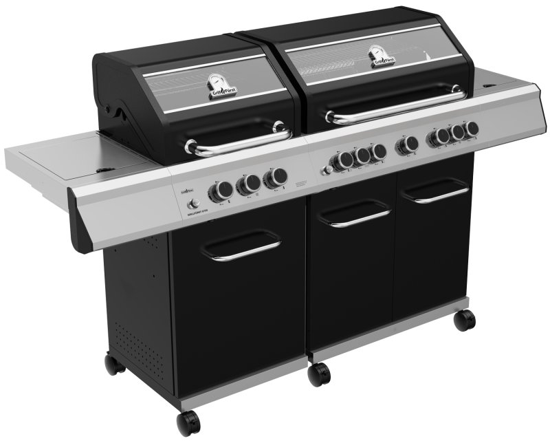 Grillfürst G750G 7-Brenner Doppelkammer - Gasgrill mit Hochtemperaturbrenner, Seitenkocher, Heckbrenner und Gusseisen Rosten - inkl. Abdeckhaube