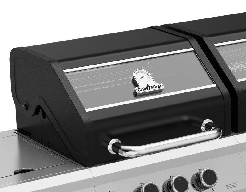 Grillfürst G750E Grill Control Edition 7-Brenner Doppelkammer - Gasgrill mit Grill Control, Hochtemperaturbrenner, Seitenkocher, Heckbrenner und Edelstahl Rosten