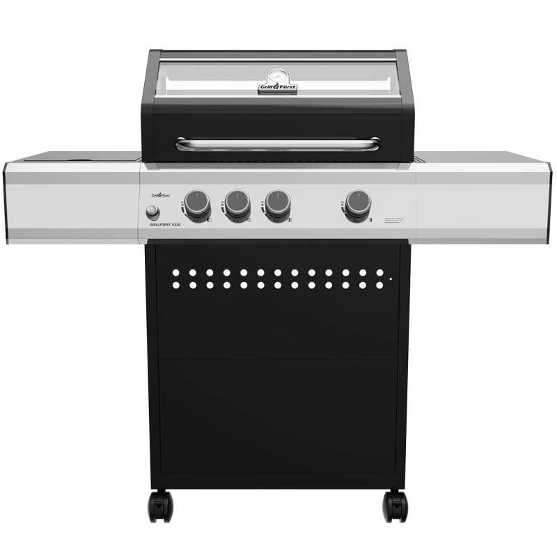Grillfürst S330G 3-Brenner Gasgrill mit Seitenkocher und Gusseisen Rosten